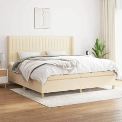 vidaXL Sommier à lattes de lit - Crème 200x200 cm Tissu