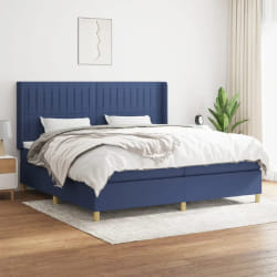 vidaXL Sommier à lattes avec matelas - Bleu - 200x200 cm