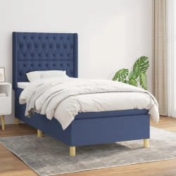 vidaXL Lit avec matelas Bleu 90x190 cm Tissu