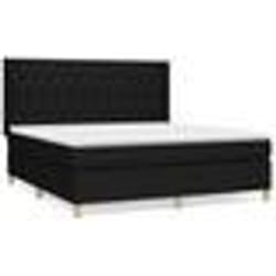 3132243 vidaXL Lit à sommier tapissier avec matelas Noir 160x200 cm Tissu