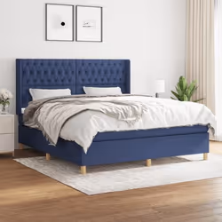 VidaXL Lit à sommier tapissier avec matelas Bleu 180x200 cm Tissu - Modèle 3132255