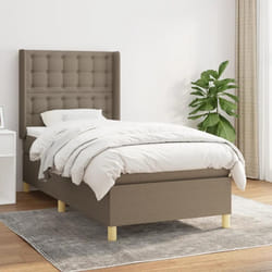 vidaXL Sommier à lattes de lit avec matelas Taupe 80x200 cm Tissu - 80 x 200 cm