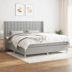 vidaXL Sommier à lattes de lit - Gris clair 200x200 cm Tissu