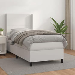 3132352 vidaXL Lit à sommier tapissier avec matelas Blanc 90x190 cm Similicuir
