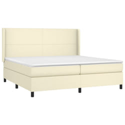 Sommier À Lattes De Lit Avec Matelas Crème 200x200cm Similicuir Vidaxl