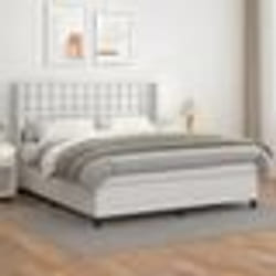 vidaXL Sommier à lattes de lit avec matelas Blanc 180x200cm Similicuir - 180 x 200 cm