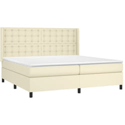 Sommier À Lattes De Lit Avec Matelas Crème 200x200cm Similicuir Vidaxl