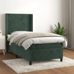 vidaXL Sommier Vert Fonçé 90x190 cm Tissu