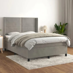 vidaXL Sommier à lattes avec matelas Velours Gris clair 140x200 cm