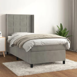 Vidaxl vidaXL Sommier à lattes de lit et matelas - Gris clair 100x200cm Velours
