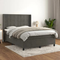 VIDAXL Sommier et matelas 140x190 Velours gris foncé