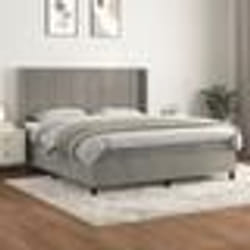 vidaXL Sommier à lattes de lit et matelas Gris clair 180x200cm Velours - 180 x 200 cm