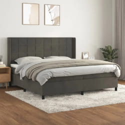 VidaXL Sommier à Lattes et Matelas - Gris Foncé, 200x200 cm Velours