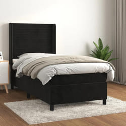 vidaXL Sommier à lattes de lit avec matelas Noir 100x200 cm Velours - 100 x 200 cm