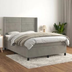 vidaXL Lit Sommier Velours Gris Clair 140x190 cm