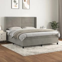 vidaXL Sommier à Lattes et Matelas - Gris Clair 160x200 cm