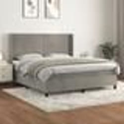 vidaXL Sommier à lattes de lit et matelas Gris clair 180x200cm Velours - 180 x 200 cm