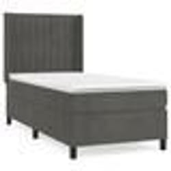 vidaXL Sommier à lattes de lit et matelas Gris foncé 90x190 cm Velours - 90 x 190 cm