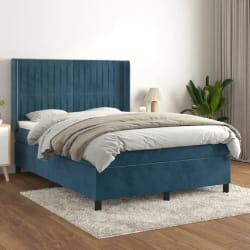 VidaXL Sommier à lattes avec matelas 140x200 cm - Bleu foncé