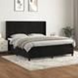 vidaXL Sommier à lattes de lit et matelas Noir 160x200 cm Velours - 160 x 200 cm