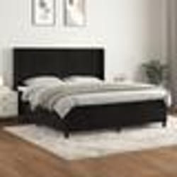 vidaXL Sommier à lattes de lit avec matelas Noir 180x200 cm Velours - 180 x 200 cm