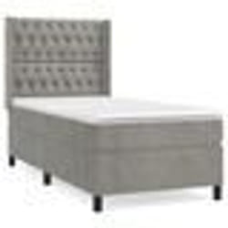 vidaXL Sommier à lattes de lit et matelas Gris clair 90x200 cm Velours - 90 x 200 cm