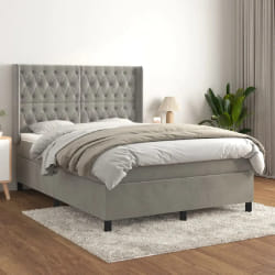 vidaXL Sommier 140x200 cm - Gris clair Velours