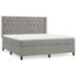 vidaXL Sommier à lattes de lit et matelas Gris clair 160x200cm Velours - 160 x 200 cm
