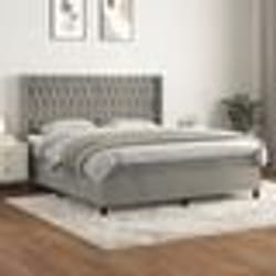 vidaXL Sommier à lattes de lit et matelas Gris clair 180x200cm Velours - 180 x 200 cm