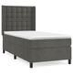 vidaXL Sommier à lattes de lit et matelas Gris foncé 90x190 cm Velours - 90 x 190 cm