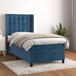 VidaXL Lit à sommier tapissier avec matelas Bleu foncé 90x190 cm - Modèle 3132895