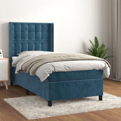 VidaXL Lit à sommier tapissier avec matelas Bleu foncé 90x190 cm - Modèle 3132895