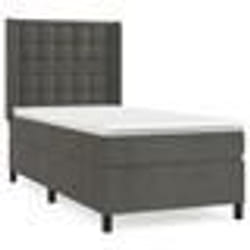 vidaXL Sommier à lattes de lit et matelas Gris foncé 90x200 cm Velours - 90 x 200 cm