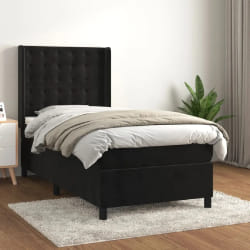 VIDAXL Sommier à lattes avec matelas - Noir