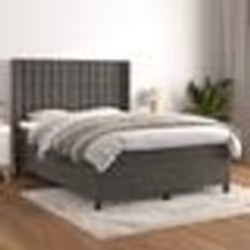 vidaXL Sommier à lattes de lit et matelas Gris foncé 140x190cm Velours - 140 x 190 cm