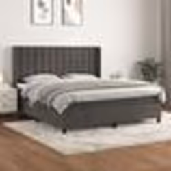 vidaXL Sommier à lattes de lit et matelas Gris foncé 180x200cm Velours - 180 x 200 cm