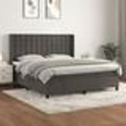 vidaXL Sommier à lattes de lit et matelas Gris foncé 180x200cm Velours - 180 x 200 cm