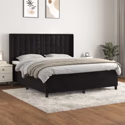 vidaXL Sommier à lattes de lit avec matelas Noir 180x200 cm Velours - 180 x 200 cm