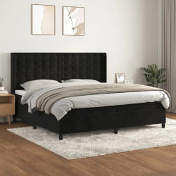 VIDAXL Sommier à lattes avec matelas - Noir 200x200 cm velours