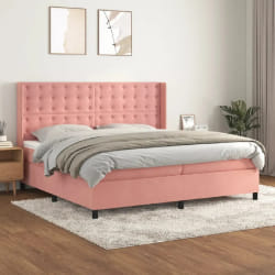 vidaXL Sommier à lattes avec Matelas - Rose 200x200 cm Velours