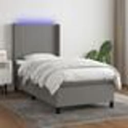 vidaXL Sommier à lattes de lit matelas LED Gris foncé 90x190 cm Tissu - 90 x 190 cm