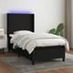 vidaXL Sommier à lattes de lit matelas et LED Noir 90x190 cm Tissu - 90 x 190 cm