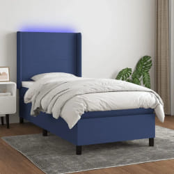 VIDAXL Sommier à lattes et matelas LED - Tissu Bleu 90x190 cm