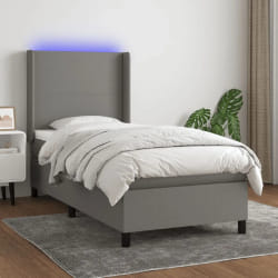 vidaXL Sommier à lattes de lit matelas LED Gris foncé 90x200 cm Tissu - 90 x 200 cm