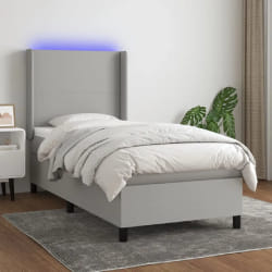 VIDAXL Sommier à lattes avec matelas et LED - Gris clair 100x200 cm