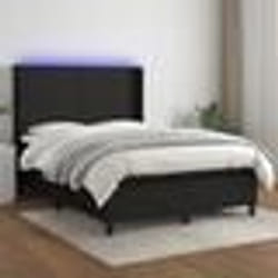 vidaXL Sommier à lattes de lit matelas et LED Noir 140x190 cm Tissu - 140 x 190 cm