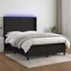 vidaXL Sommier à lattes de lit matelas et LED Noir 140x200 cm Tissu - 140 x 200 cm