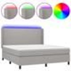 vidaXL Sommier à lattes de lit matelas LED Gris clair 160x200 cm Tissu - 160 x 200 cm