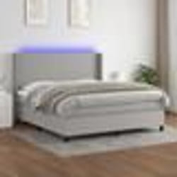 vidaXL Sommier à lattes de lit matelas LED Gris clair 180x200 cm Tissu - 180 x 200 cm