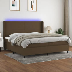 VidaXL Sommier à lattes de lit matelas LED - Marron foncé 200x200 cm
